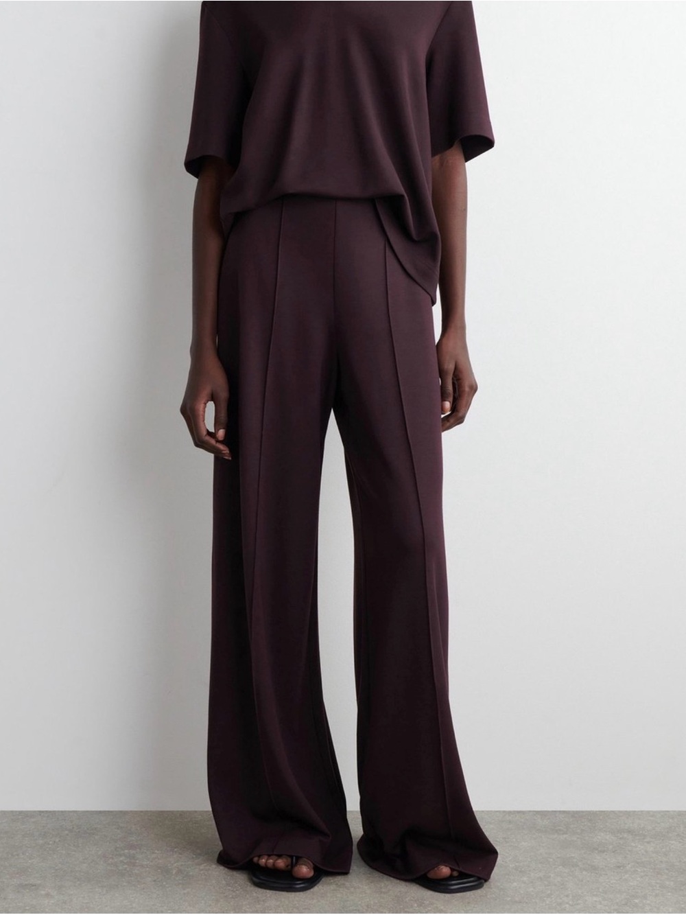 COS Modal Wide-Leg Pants in Plum